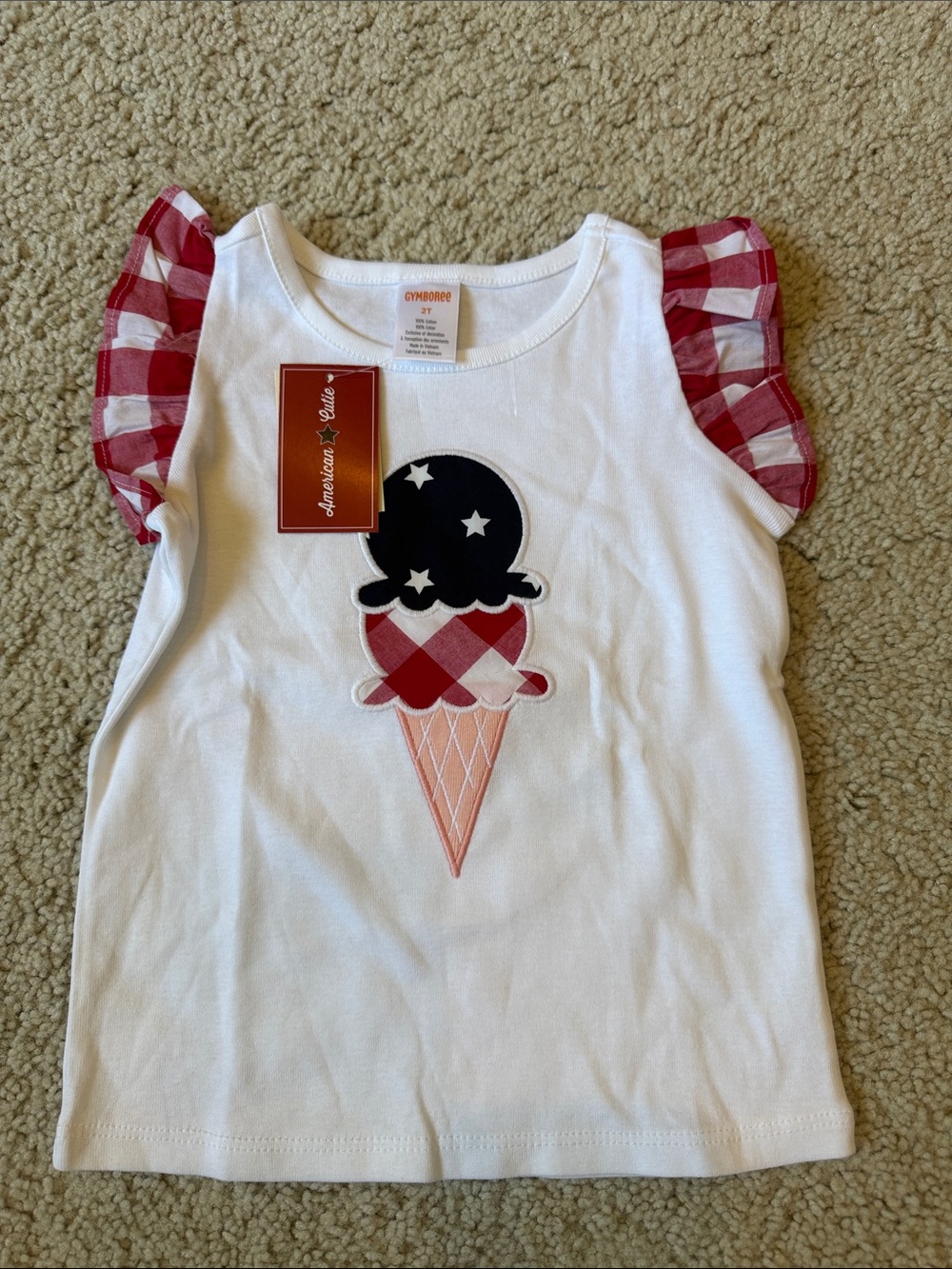 Gymboree girls toddler 4th of July ice cream shirt